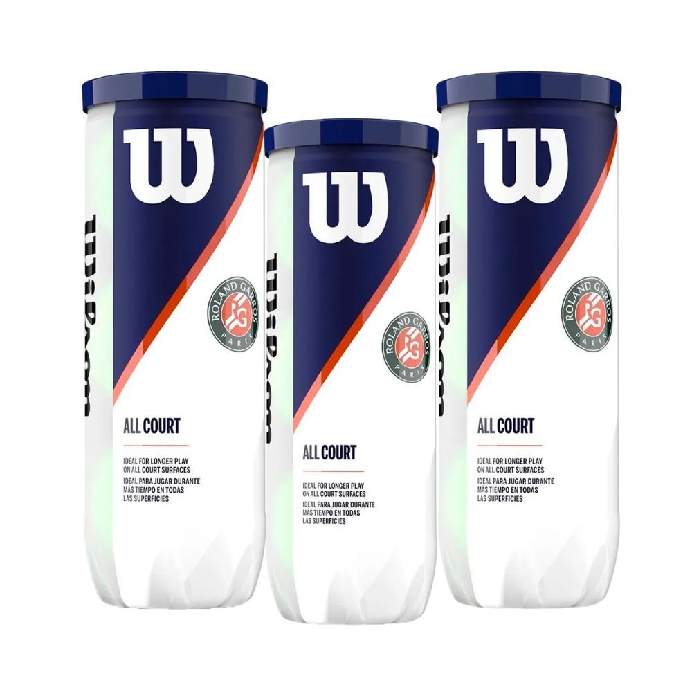 01 bola de tenis wilson roland garros pack de 3 tubos
