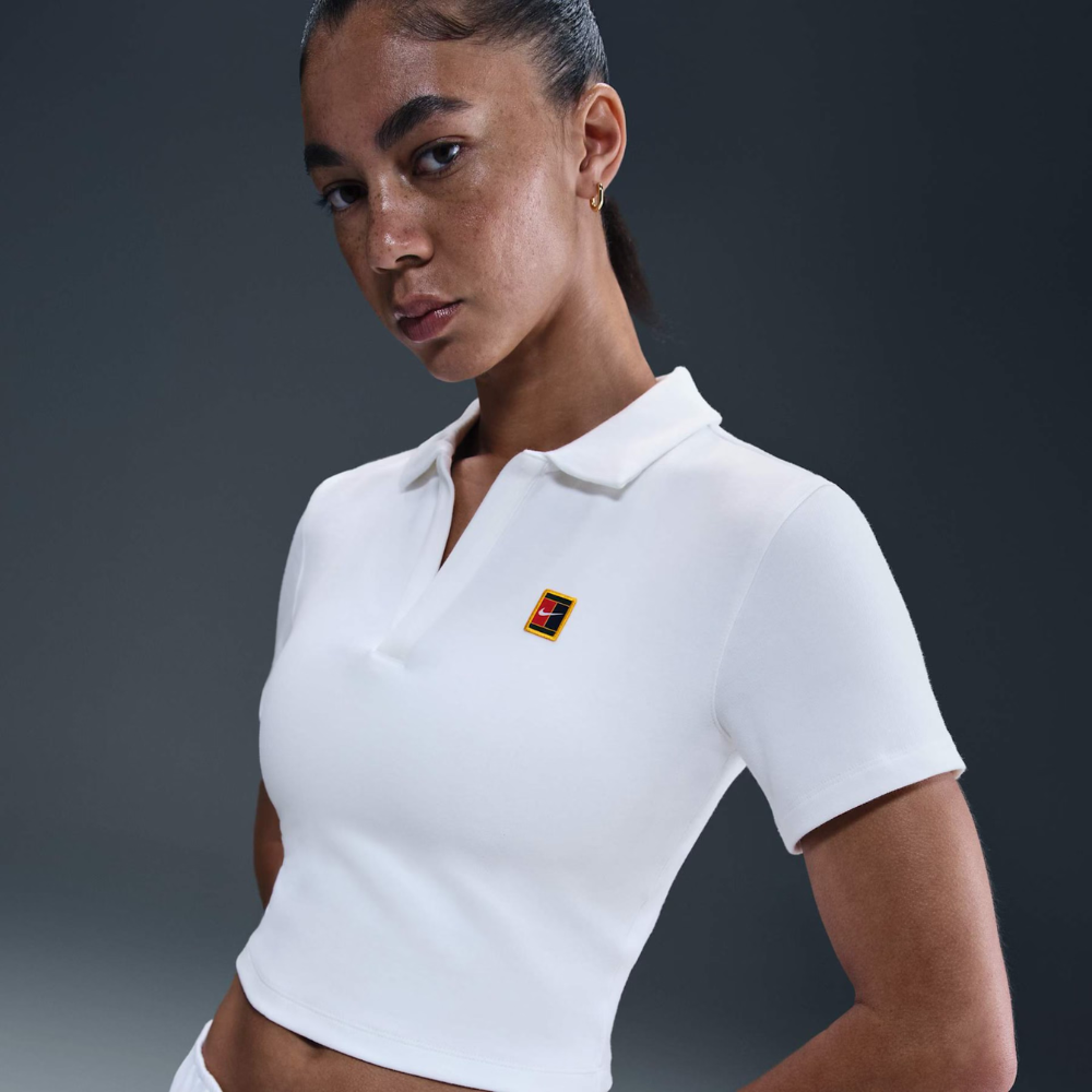 05 camisa polo nike court heritage cropped branca