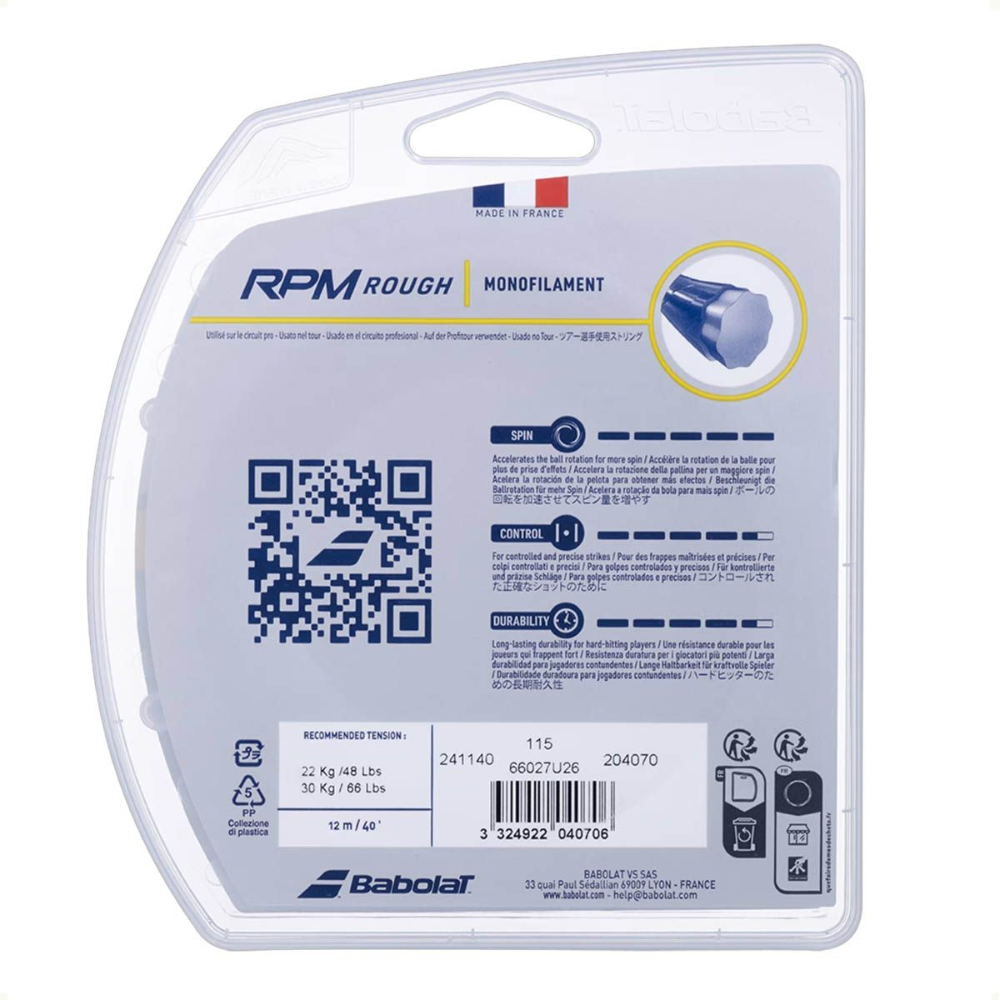 04 set de corda de tenis babolat rpm blast rough 1 25