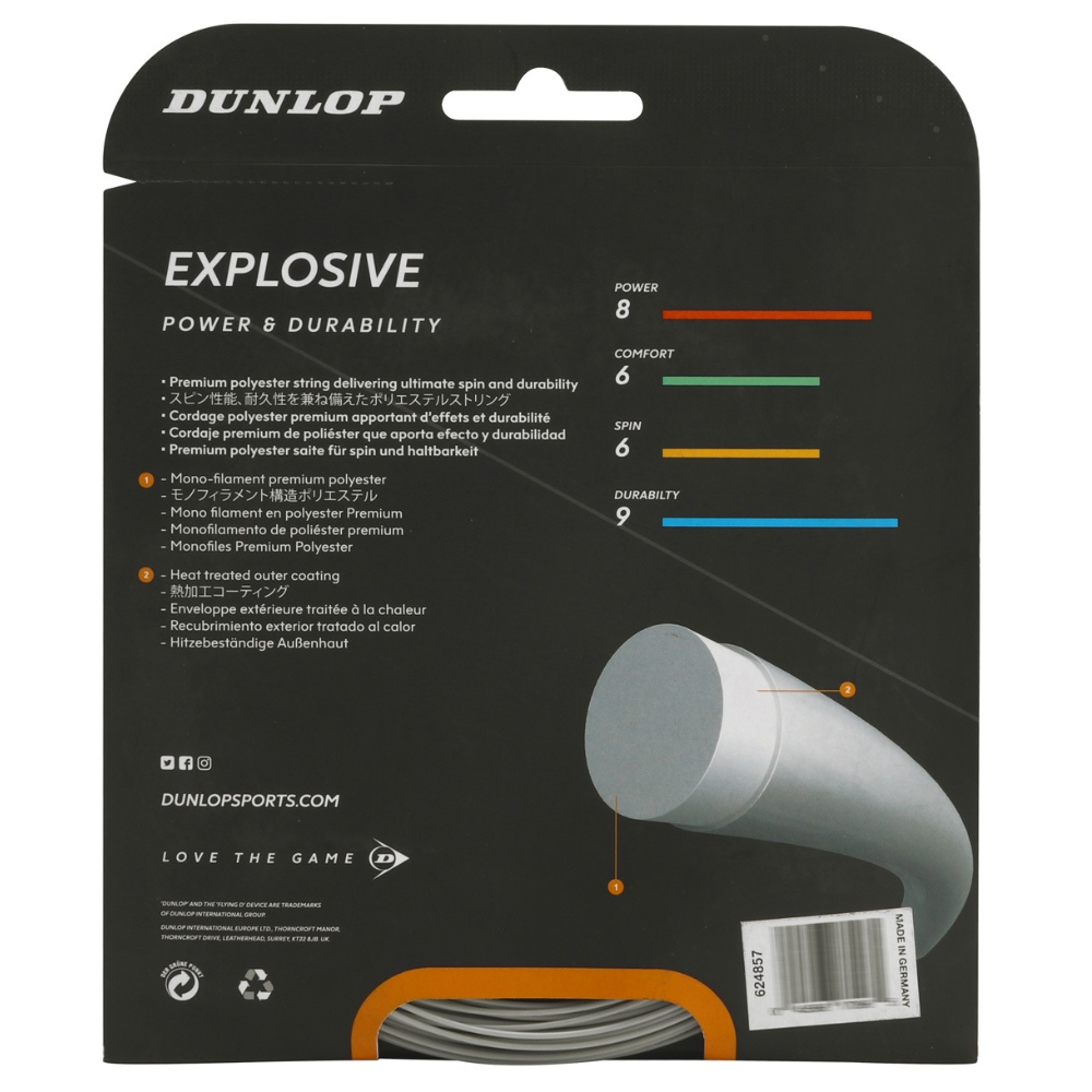 01 set de corda de tenis dunlop explosive 1 25