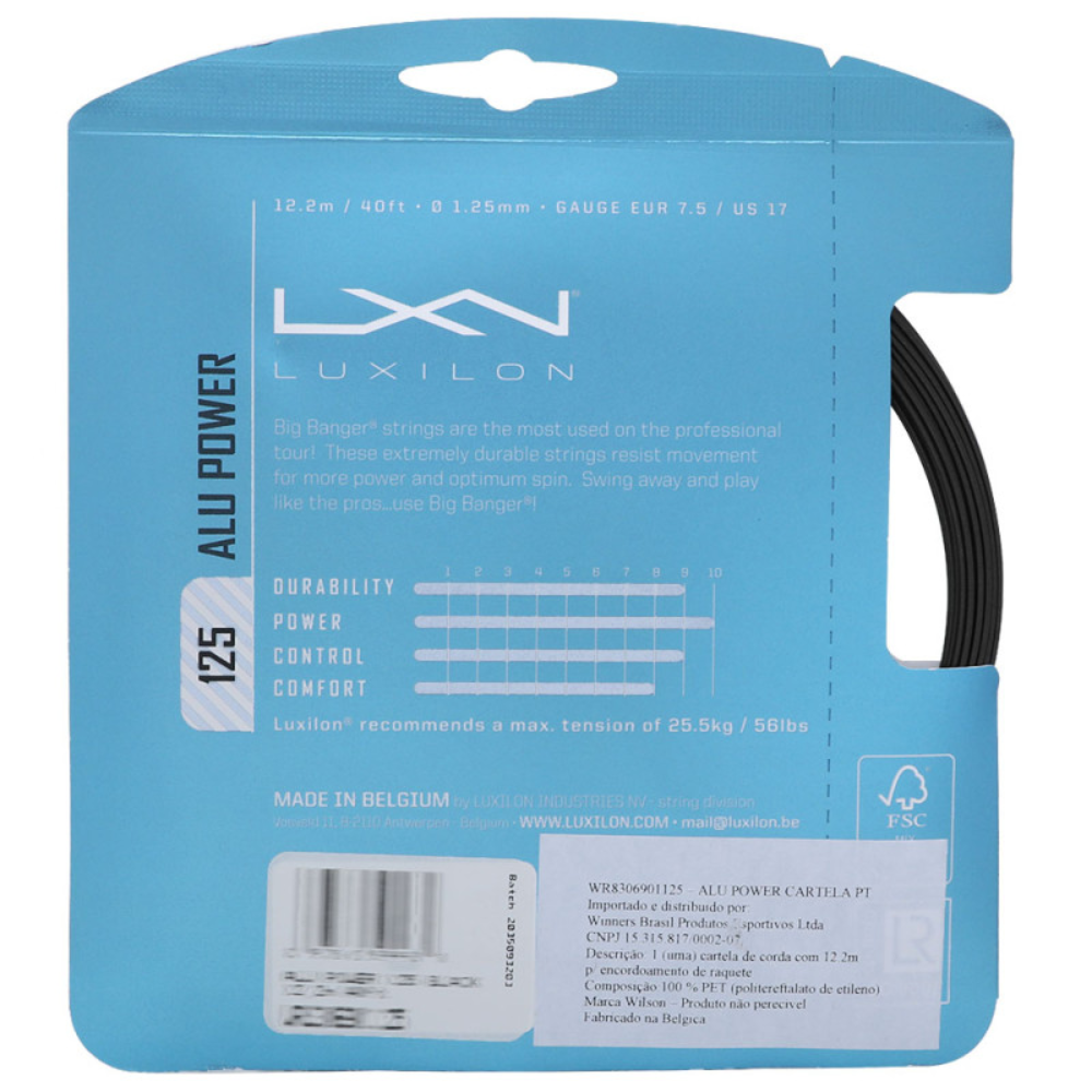 02 set de corda de tenis luxilon alu power 1 25 preto