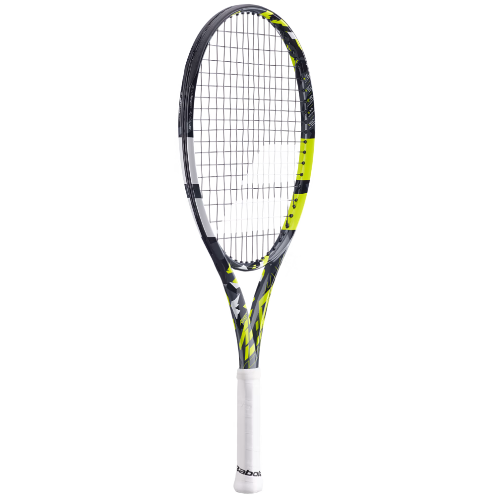 02 raquete babolat aero junior 25 preto amarelo cinza