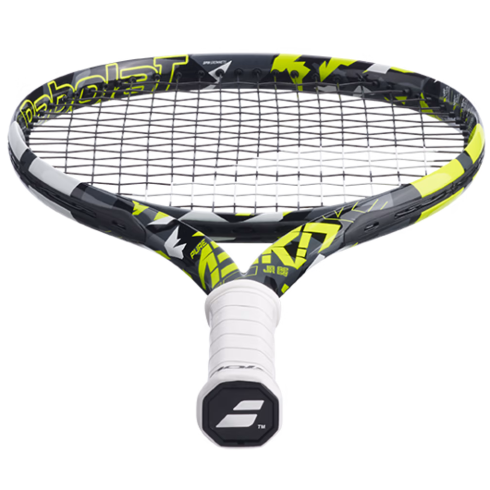 03 raquete babolat aero junior 25 preto amarelo cinza