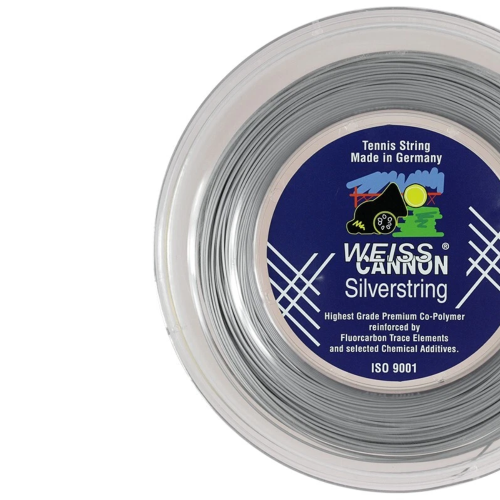 01 rolo de corda de tenis weiss cannon silverstring 1 25